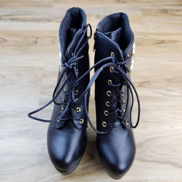 🩵NWOT Black Platform Ankle Boots Size 8 - Picture 10 of 14